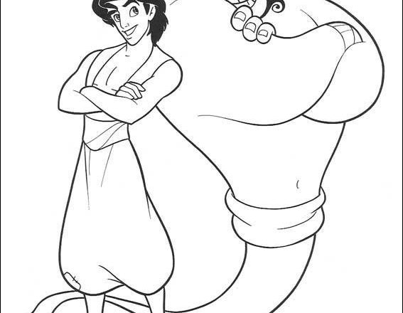 Aladdin e genio disegni da colorare gratis