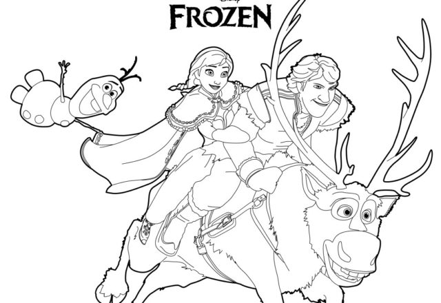 Anna, Olaf, Kristoff e Sven 2 disegni da colorare gratis