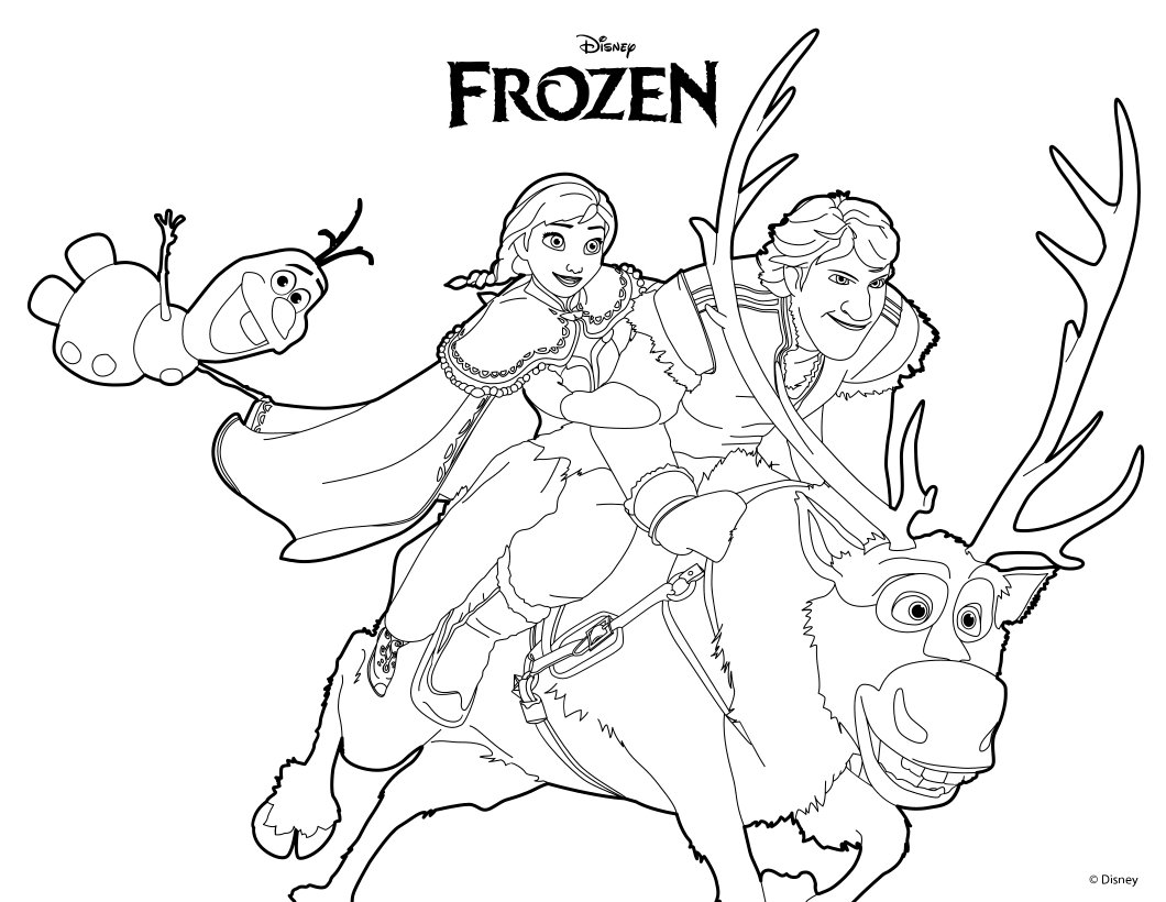 Anna, Olaf, Kristoff e Sven 2 disegni da colorare gratis