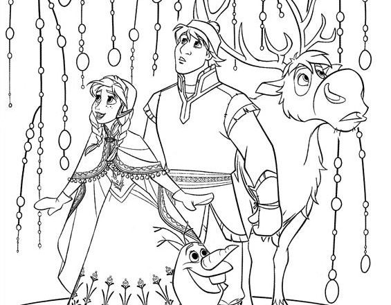 Anna, Olaf, Kristoff e Sven disegni da colorare gratis