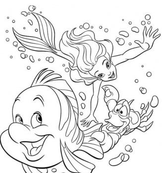 Ariel, Flounder e Sebastian 2 disegni da colorare gratis