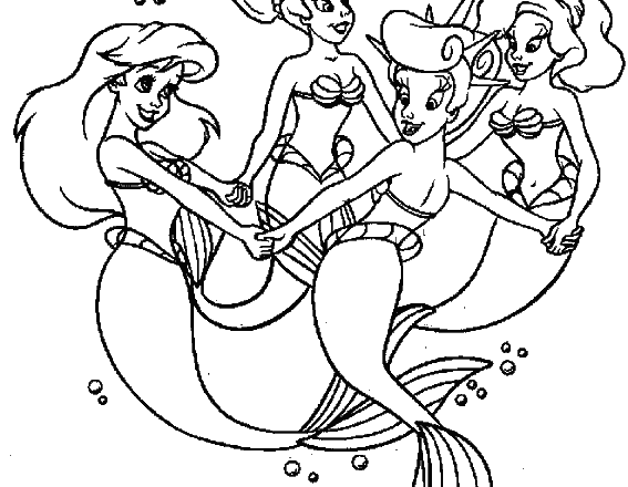 Ariel e le sorelle disegni da colorare gratis