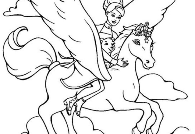 Winged unicorn coloring pages for kids