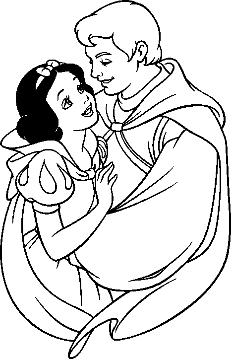 Biancaneve e il principe 2 disegni da colorare gratis