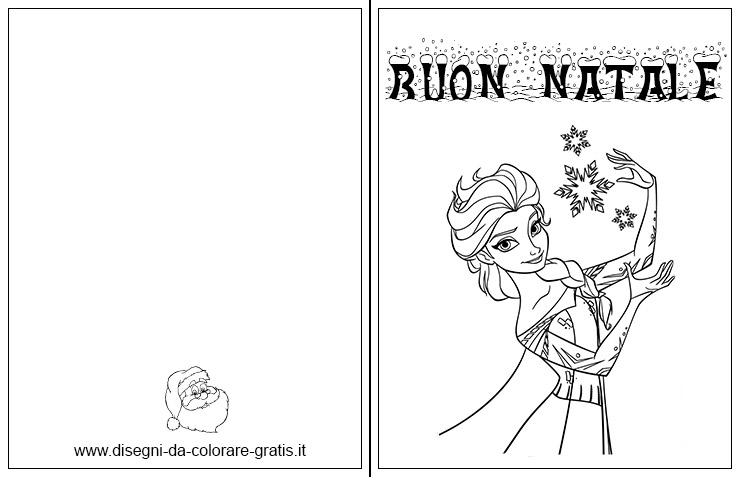 Biglietto auguri di Natale da stampare e colorare con Frozen della Disney