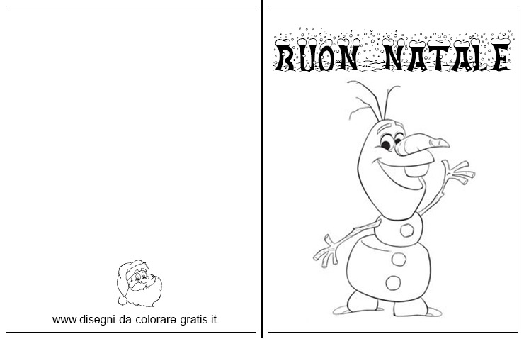 Biglietto auguri di Natale da stampare e colorare con Olaf di Frozen