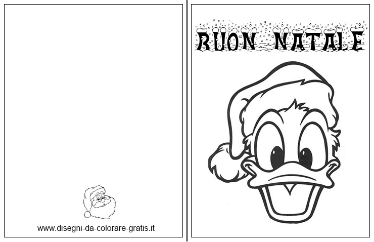 Biglietto di Natale da colorare per bambini Disney Paperino