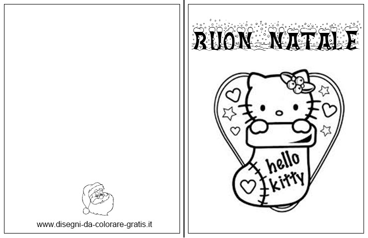 Biglietto di Natale da colorare per bambini Hello Kitty