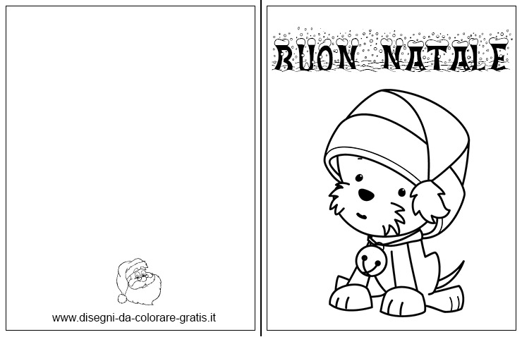 Biglietto di Natale da colorare per bambini buffo cane