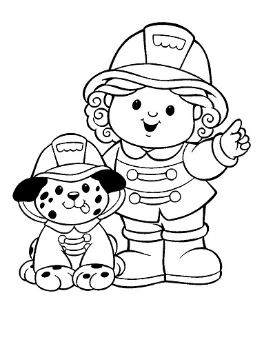 Bimba e cagnolino pompieri