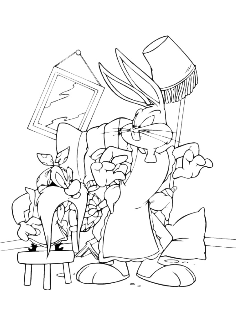 Bugs Bunny e Yosemite Sam disegno da colorare divertente