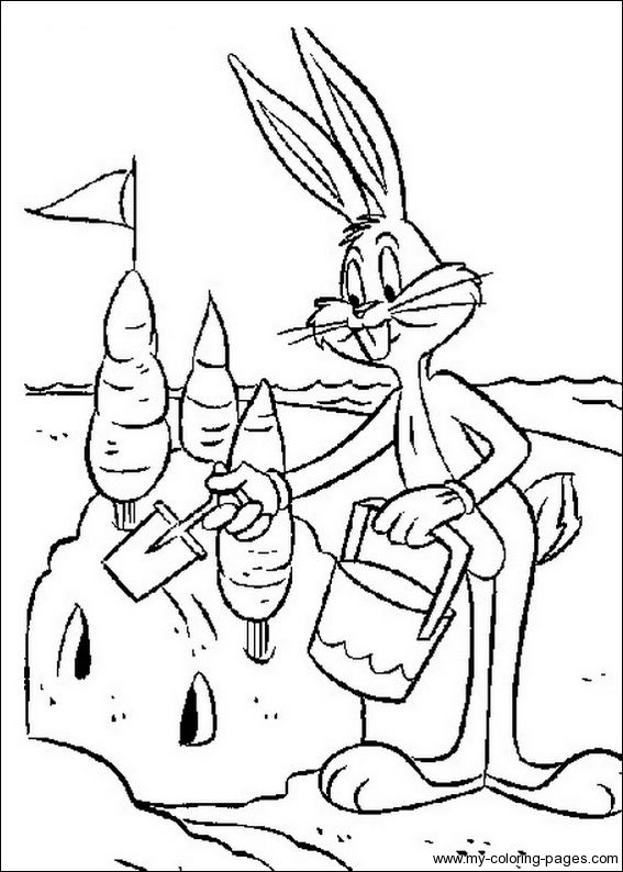 Bugs Bunny fa un castello di sabbia da colorare