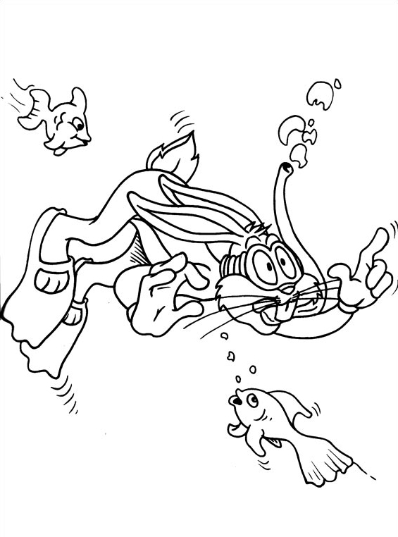 Bugs Bunny subacqueo disegno da colorare per bambini