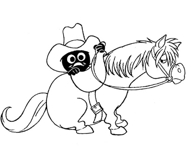 Calimero va a cavallo disegno da colorare per i bambini