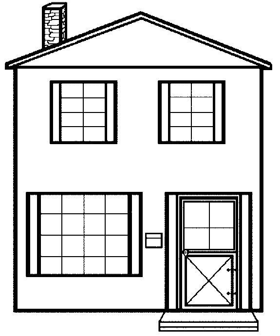 Casa di forma geometrica da colorare per bambini