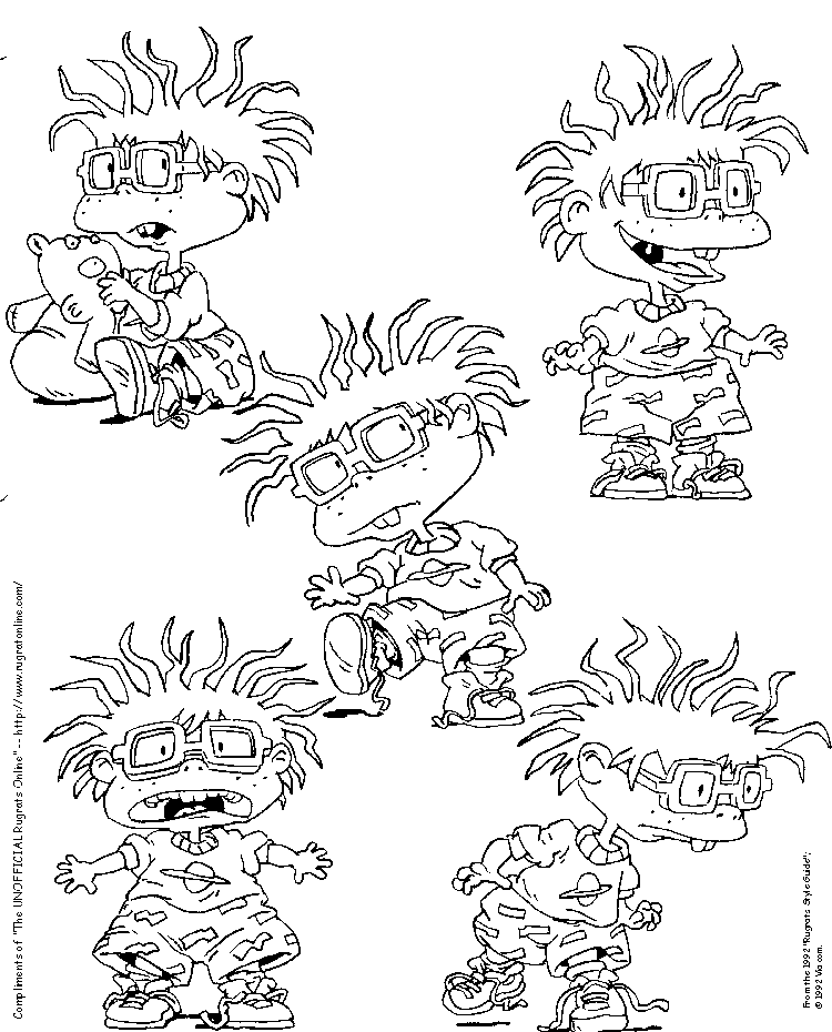 Cinque simpatici disegni da colorare di Chuckie de I Rugrats