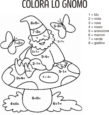 Colora coi numeri lo gnomo - disegni da colorare e stampare gratis immagini per  bambini Disney