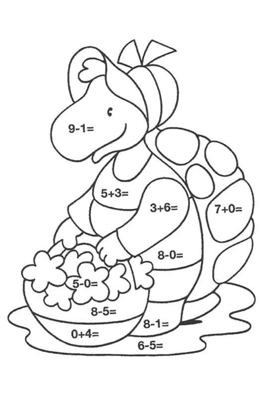 Colora coi numeri mamma tartaruga