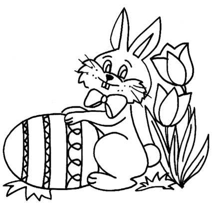 Coniglio e tulipani disegno da colorare gratis