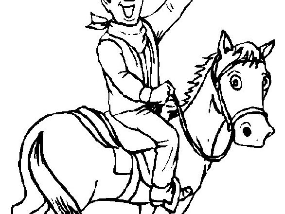 Cowboy che saluta disegno da stampare e da colorare