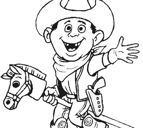 Cowboy su cavallo finto disegni da colorare