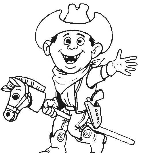 Cowboy su cavallo finto disegni da colorare