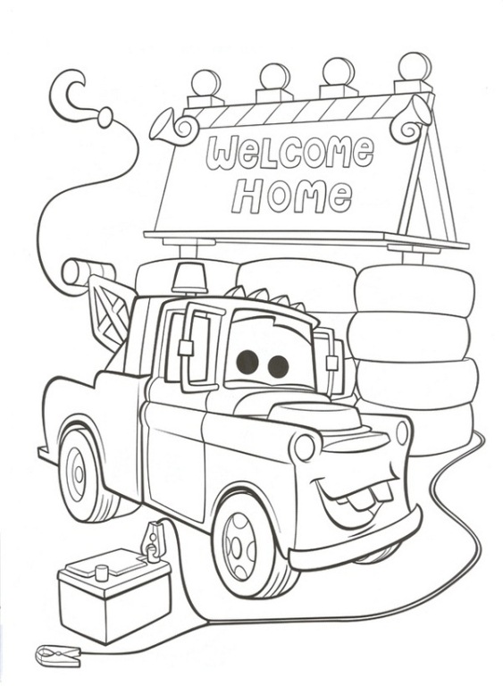 Cricchetto Cars 2 welcome home disegno da colorare