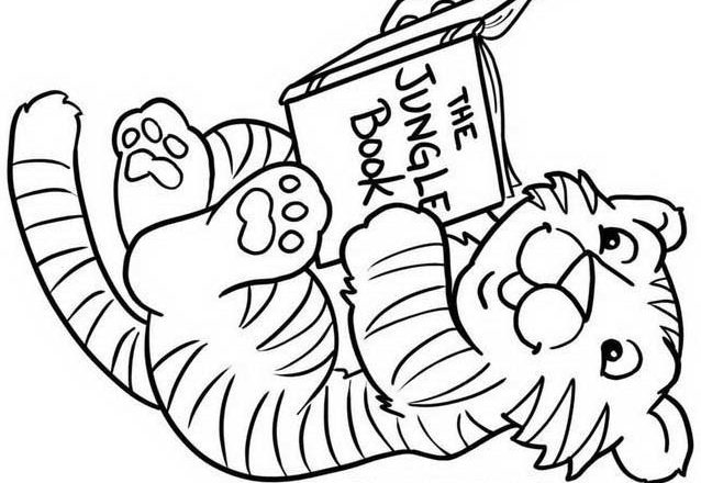 Cucciolo di tigre che legge un libro disegni da colorare