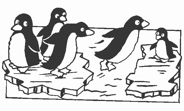 Cunque pinguini che giocano immagini da stampare per bambini e bambine