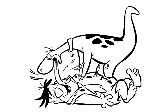 Dino fa le feste a Fred Flintstone disegno da colorare