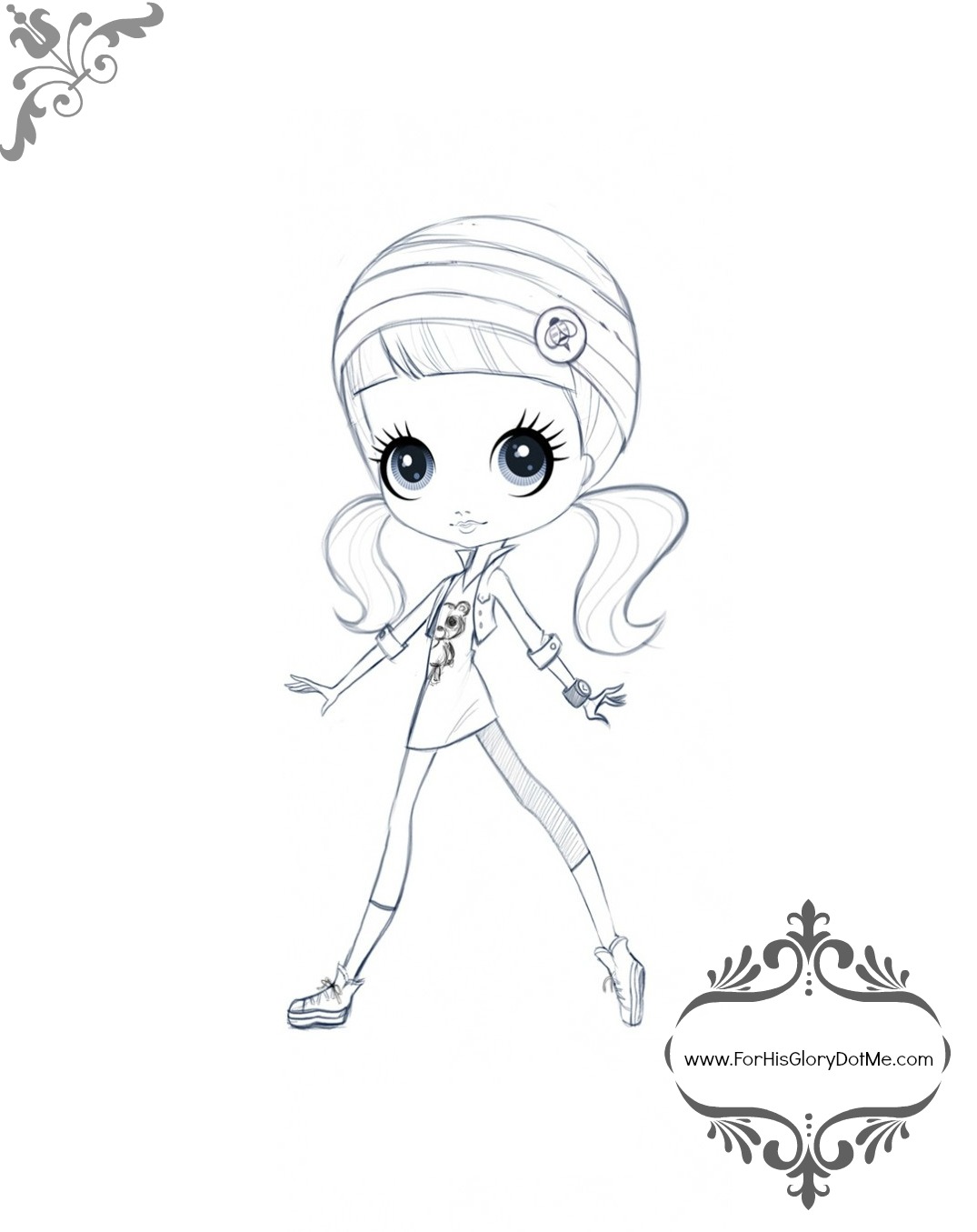 Disegno da colorare della ragazza Blythe Littlest Pet Shop