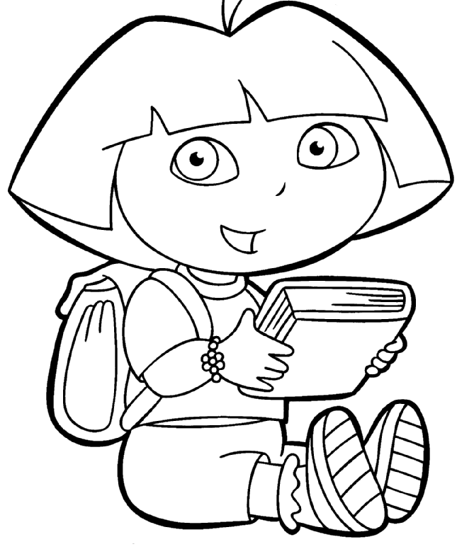 Dora l’ esploratrice con un libro da stampare e da colorare