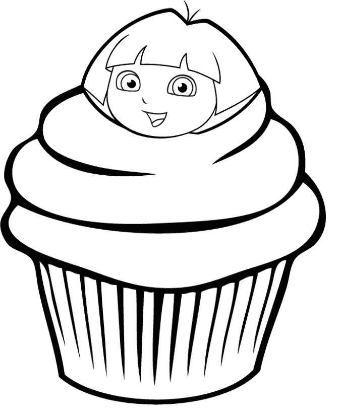 Dora l’ esploratrice in un cupcake disegno da colorare