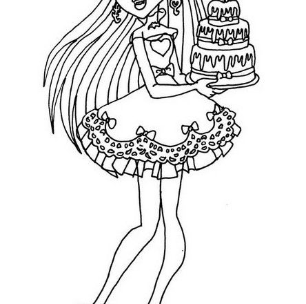 Draculaura con torta Monster High disegni da colorare gratis