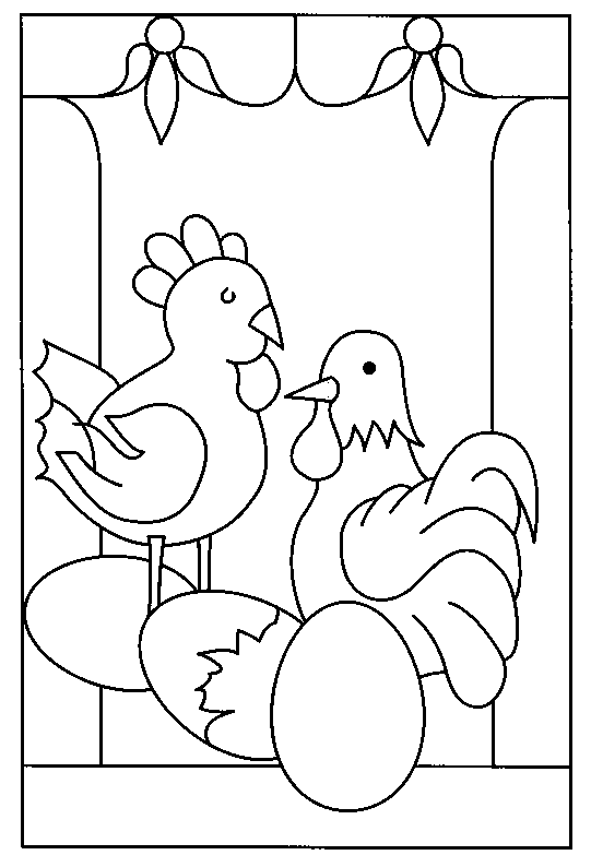 Due buffe galline da stampare e colorare per bambini e bambine