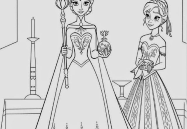 Elsa e Anna all’ inconorazione disegni da colorare gratis