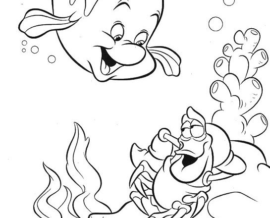 Flounder e Sebastian disegni da colorare gratis