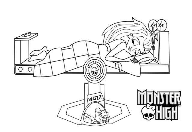 Frankie Stein nel letto Monster High disegni da colorare gratis