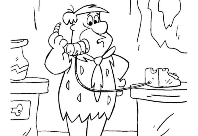 Fred Flintstone al telefono disegno da colorare