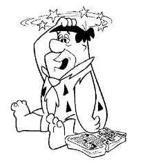 Fred Flintstone prende una botta in testa disegno da colorare gratuitamente