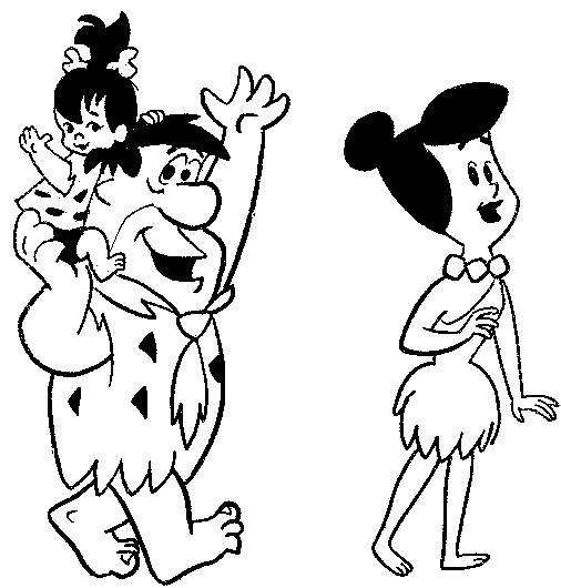 Fred Wilma e Ciottolina Flintstone disegno da colorare gratuito