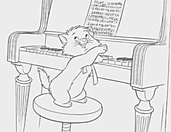 Gatto al piano disegni da colorare gratis