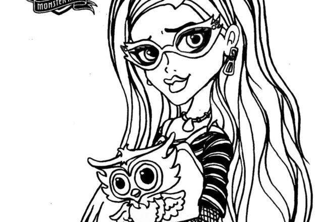 Ghoulia con gufo Monster High disegni da colorare gratis