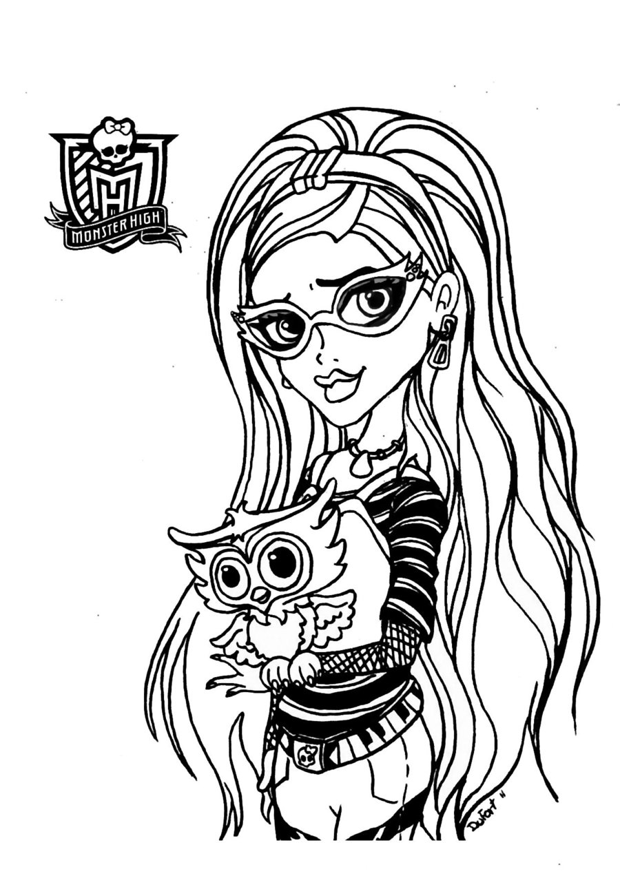 Ghoulia con gufo Monster High disegni da colorare gratis