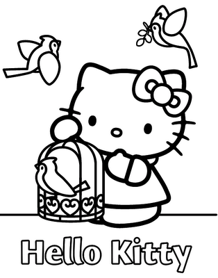 Gli uccellini di Hello Kitty disegni da colorare gratis