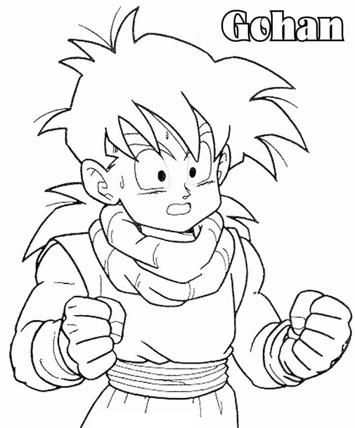 Gohan con testo nome disegno da colorare Dragon Ball