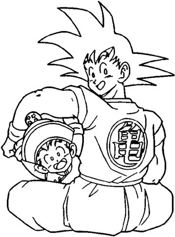 Goku e Gohan felici insieme disegno da colorare gratis