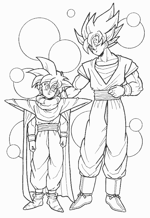 Goku e Gohan padre e figlio stampa e colora Dragon Ball