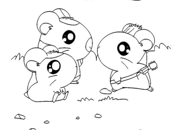 Hamtaro, Ghiotto e Jingle disegni gratis da colorare