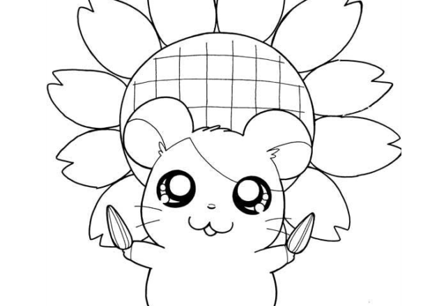 Hamtaro e il girasole disegni gratis da colorare